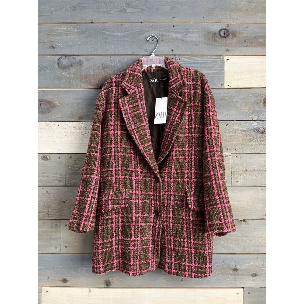 NWT Zara Women Plaid Coat Jacket Blazer - Picture 5 of 12